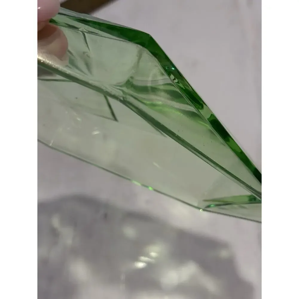 Vintage Art Deco Uranium Glass Divided Relish Dish - "Pyramid" Read - Picture 6 of 8